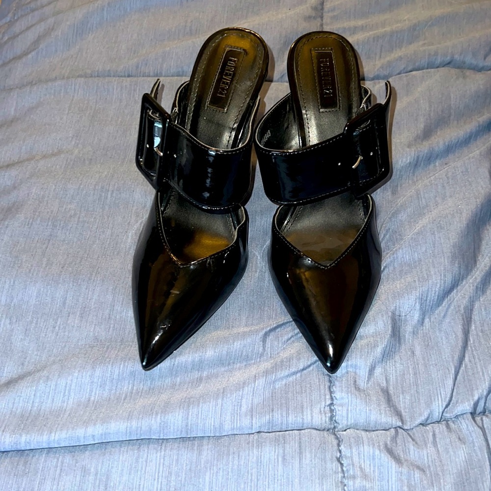 Brand new Forever 21 faux patent leather black high heels, 5” heels, never worn.